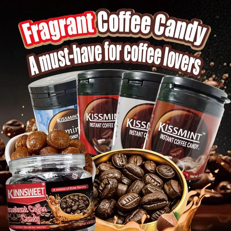 Natural Caffeine Coffee Candy, Real Coffee Hard Candy with Bold Cappuccino Flavor, Highly Concentrated Focus Coffee Candy, Sweet Energy Snack for Work, Study, Travel & Coffee Lovers (Available in 5 flavors)