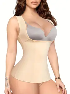 Women's Basic Solid Seamless Compression Shapewear Tank Top, Casual Lady Minimalist Breathable Tummy Control Shapewear Clothing, High Waisted Shapewear, Summer Wear, Women Shapewear for Daily Wear