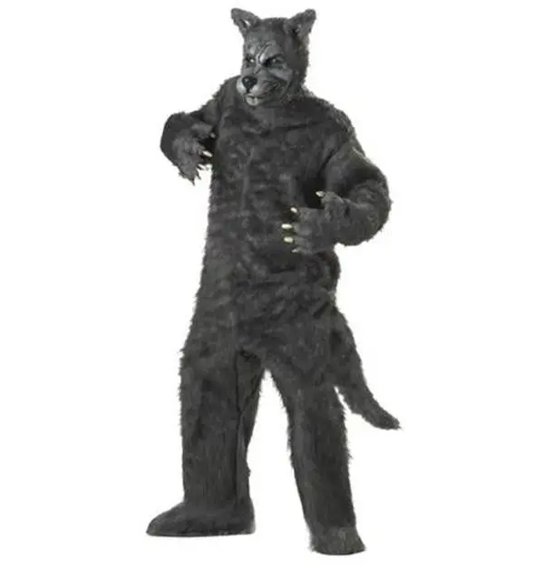 Big Bad Wolf - Gray - Faux Fur - Animal - Mascot - Costume - Men
