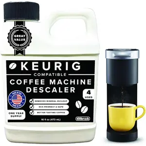 Machine Descaler - 1 YEAR SUPPLY Concentrated Descaler for Keurig - 16oz Coffee Maker Cleaner for Breville, Nespresso, Delonghi, Espresso Machine - 4 Uses - Safe, Natural, Effective