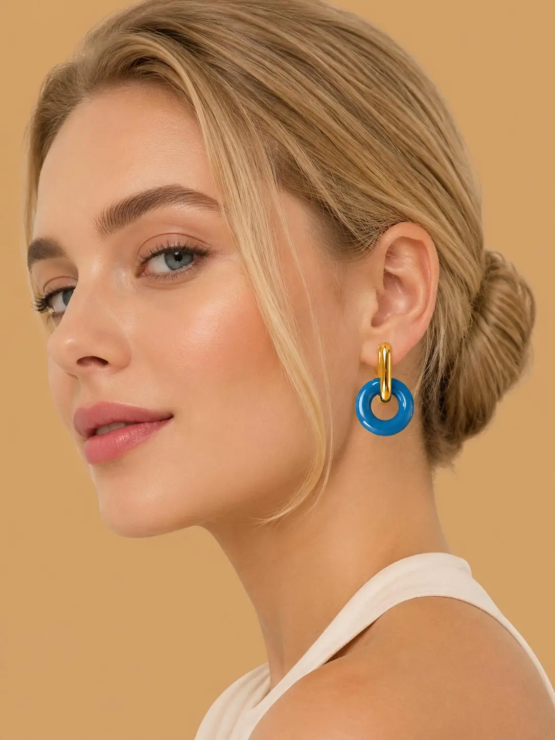 Round Earrings for Women, Stylish Minimalist Hoops with Detachable Oil-Drip Charms for Versatile Everyday Use, Detachability, Female Wear, Oil-Drop Shape