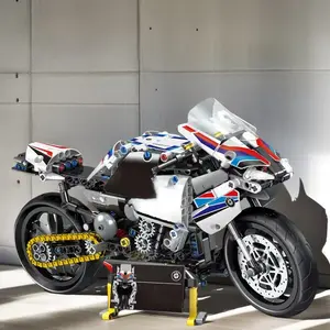 Sport Building Block Motorcycle, Openable Engine Hood, Functional Suspension, 1310 Pieces, Electric Drive, Ideal Gift for Teens & Adults