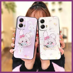 Kickstand Silicone Phone Case For MOTO G Stylus 5G 2024 Glitter Rotatable stand glisten protective Durable Waterproof Soft Case Skin feel silicone Back Cover drift sand TPU Cute