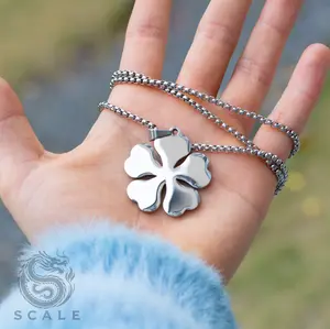 Black Clover Five-Leaf Stainless Steel Necklace