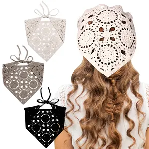 OIDEA 3-Pack Female Crochet Headbands - Vintage Knit Triangle Headscarf, Fashion Hair Accessory,summervibes