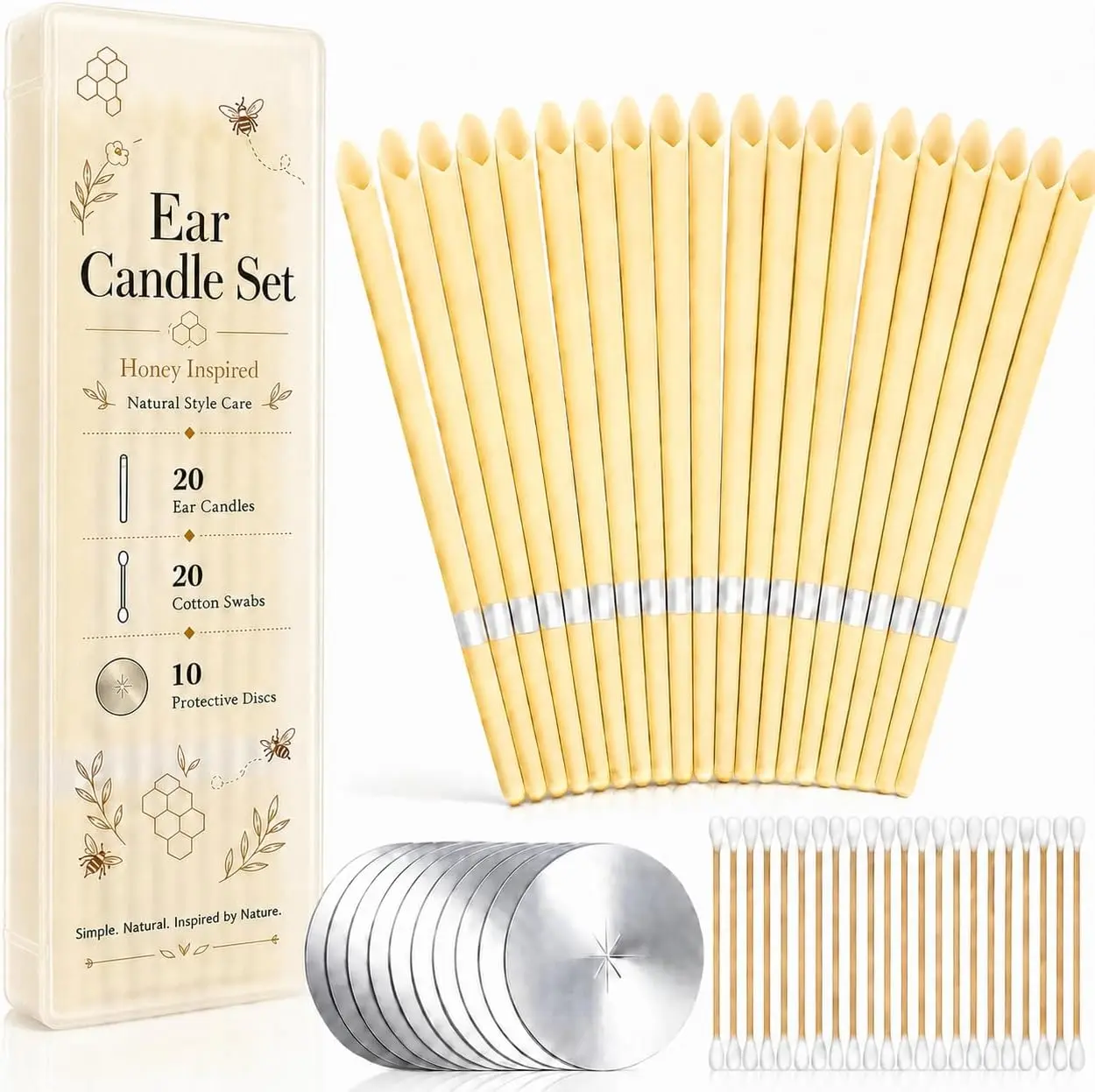20 Pieces Natural Ear Candles Wax Removal Ear Wax Candles for Ear Wax Removal Ear Wax Candle Ear Wax Removal Tool Ear Cleaning Kit Ear Cleaner Ear Candling Candles Safely Removing Ear Wax at Home, Ear Wax Removals