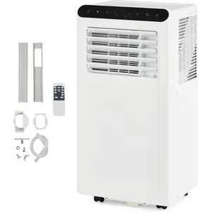 Portable Air Conditioner,8,000 BTU for Rooms up to 350 Sq.Ft., Smart Compact AC Unit with Cooling, Dehumidifier, Fan, Remote Control and Window Kit, White