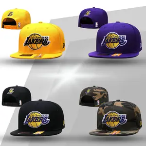 Los Angeles Lakers Snapback Hat NBA Basketball Flat Brim Cap Embroidered Logo Adjustable Fashion Trend USA 2026 Hip Hop Streetwear Hat