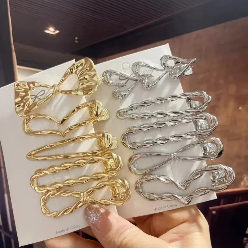 2/4PCS Metal Gold Silver Color Hair Clips for Women Girls Geometry Heart Infinity Korean Hairpin Barrettes Styling Accessories