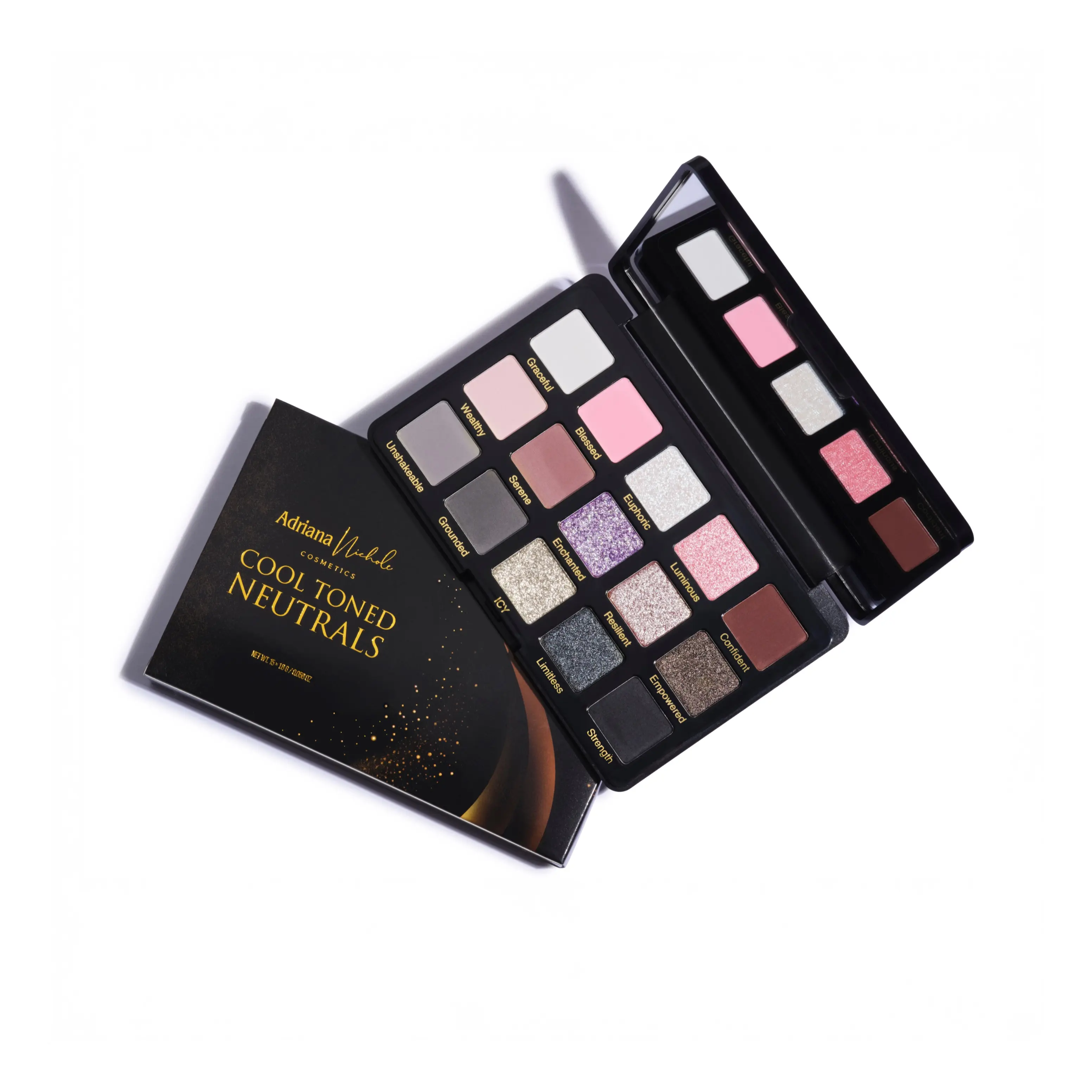 Cool Toned Neutrals Eyeshadow Palette by Adriana Nichole Cosmetics, 15 Pan Matte & Shimmer Makeup Palette & Duochrome Soft Glam Makeup