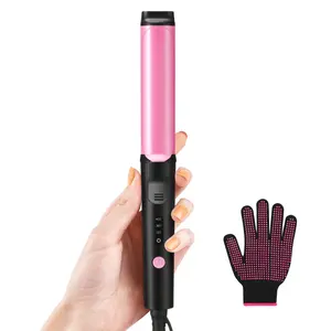 DeeWaves Mini Curling Iron 1 Inch Dual Voltage Curling Iron for Travel, Travel Curling Iron for Short Hair, Portable Curling Iron with Glove, 3 Heat Settings,Auto Shut Off, Ceramic Small Curling Iron for Women