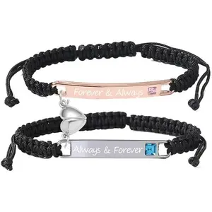 Forever Companion Bracelets, Couple's Matching Heart Bracelets, Pink Promise Bracelets for Couples, Long Distance Relationship Bracelets for Two Soul Mates, Valentine's Day Gift, Couple's Gift, Exquisite Gift, Anniversary Gift