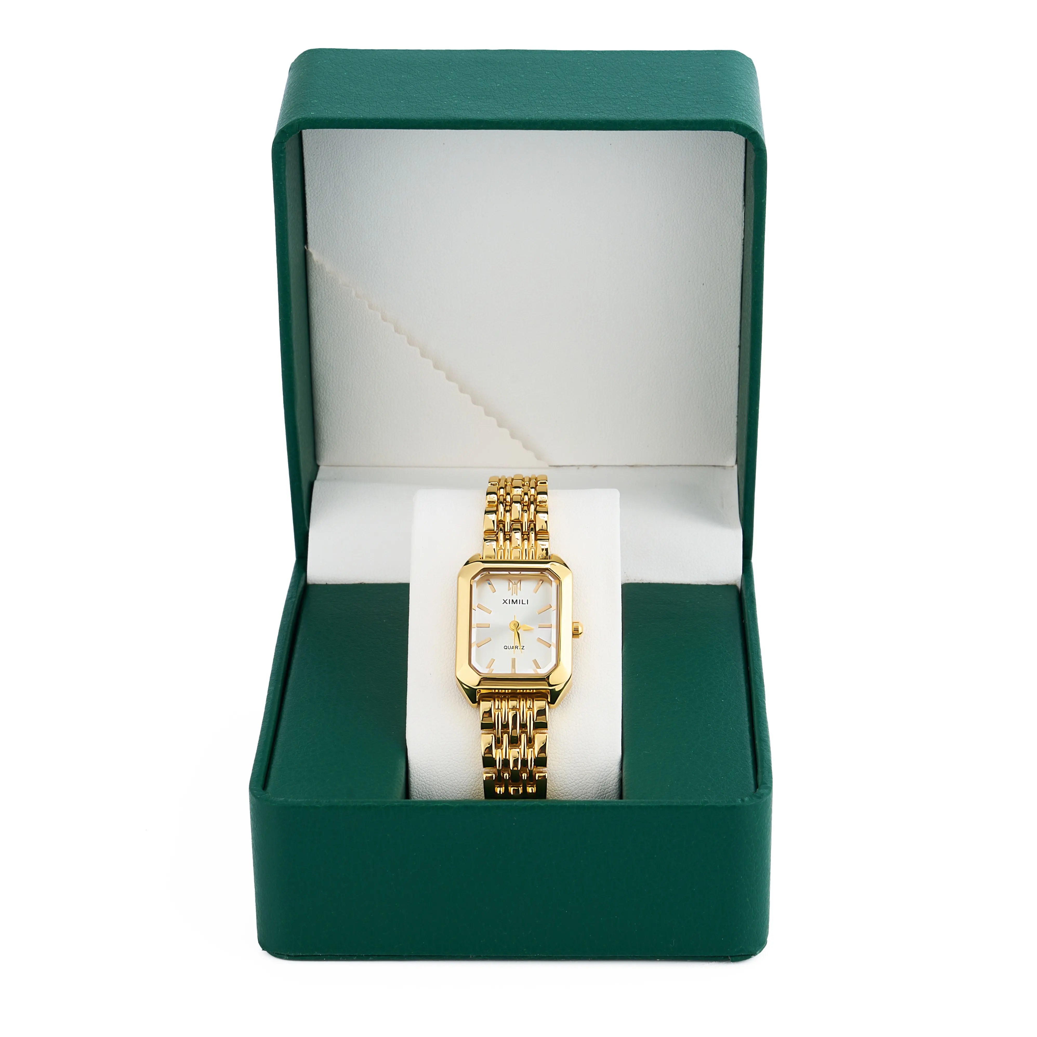 【summerwins】Women's Luxury Gold Tone Analog Watch - Modern Fashionable Wristwatch with Simple Scale Square Dial, Gold Plated, Self-Size Adjuster, Gift Box, High Quality Watch for Mom, High Quality Watches