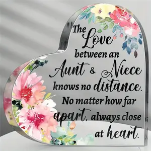 Aunt Gift from Niece Nephew Aunt Birthday Gifts Acrylic Heart Keepsake Sign Paperweight Idea Mother's Day Gifts for Aunt Auntie(Elegant)