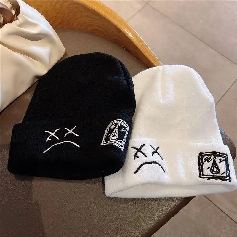 Men's Adjustable Cotton Knitted Beanie, Oversized and Warm Winter Skullcap with Embroidery for Big Heads, Birthday, Graduation, Party, Stretch, Engagement, Business, Embroidery Print, Oversize Fit