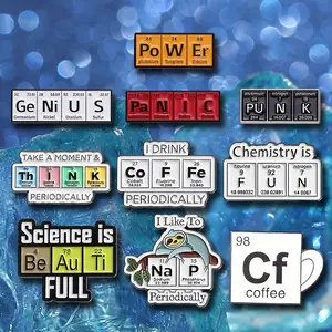 10 pcs enamel pin set, chemistry and science themed brooch, graphic element periodic table design, alloy badge accessory, suitable for hats, backpacks, all season fashion, gift for friends