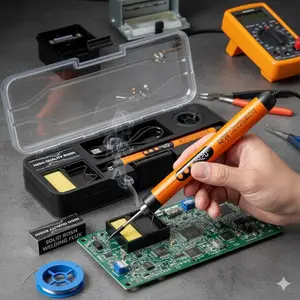 Rechargeable Wireless Cordless Soldering Iron with LED Display, Portable Digital Welding Pen for Electronics Repair, Circuit Soldering, DIY Crafts. Fast Heating, Precision Temperature Control, Easy to Use & Heavy Duty Durable All-in-One Tool.