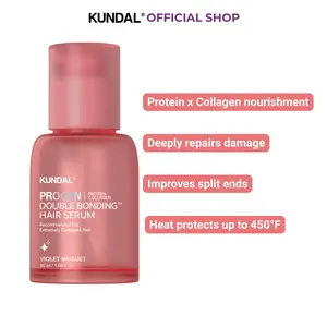 KUNDAL Korean Hair Repair Serum – Split End & Damage Treatment, Heat Protectant 450°F, Bonding Care for Bleached, Dry, Frizzy Hair, Leave-In Serum 1.69 fl oz