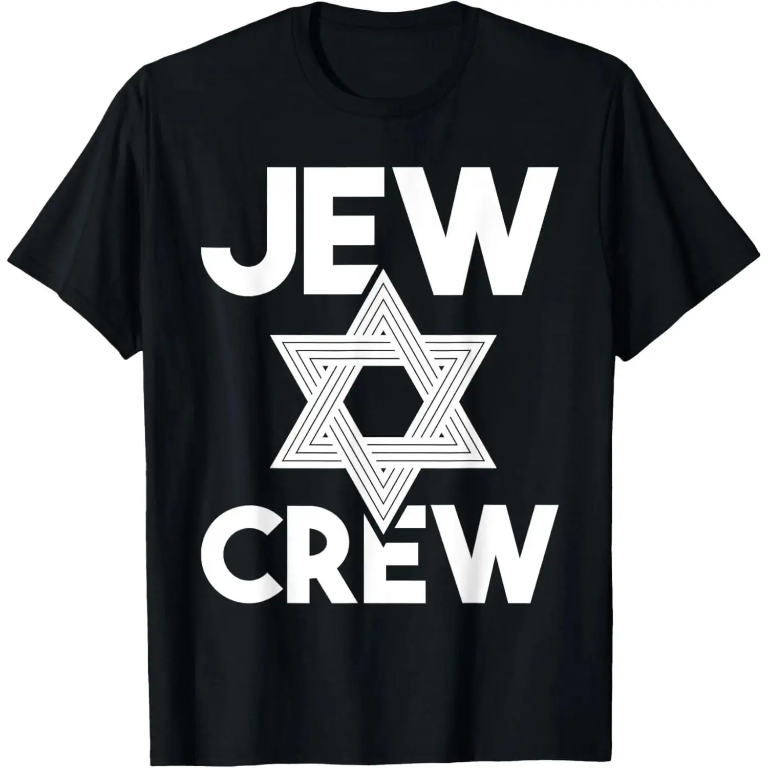 Jew Crew Star of David Graphic Tee for Men Women Black Cotton T-shirt Summer Casual Jewish Pride Top