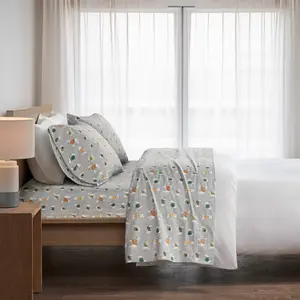 MAIN STREET Cozy Cotton Flannel Printed Sheet Set with Comfortable Design and Soft Fabric