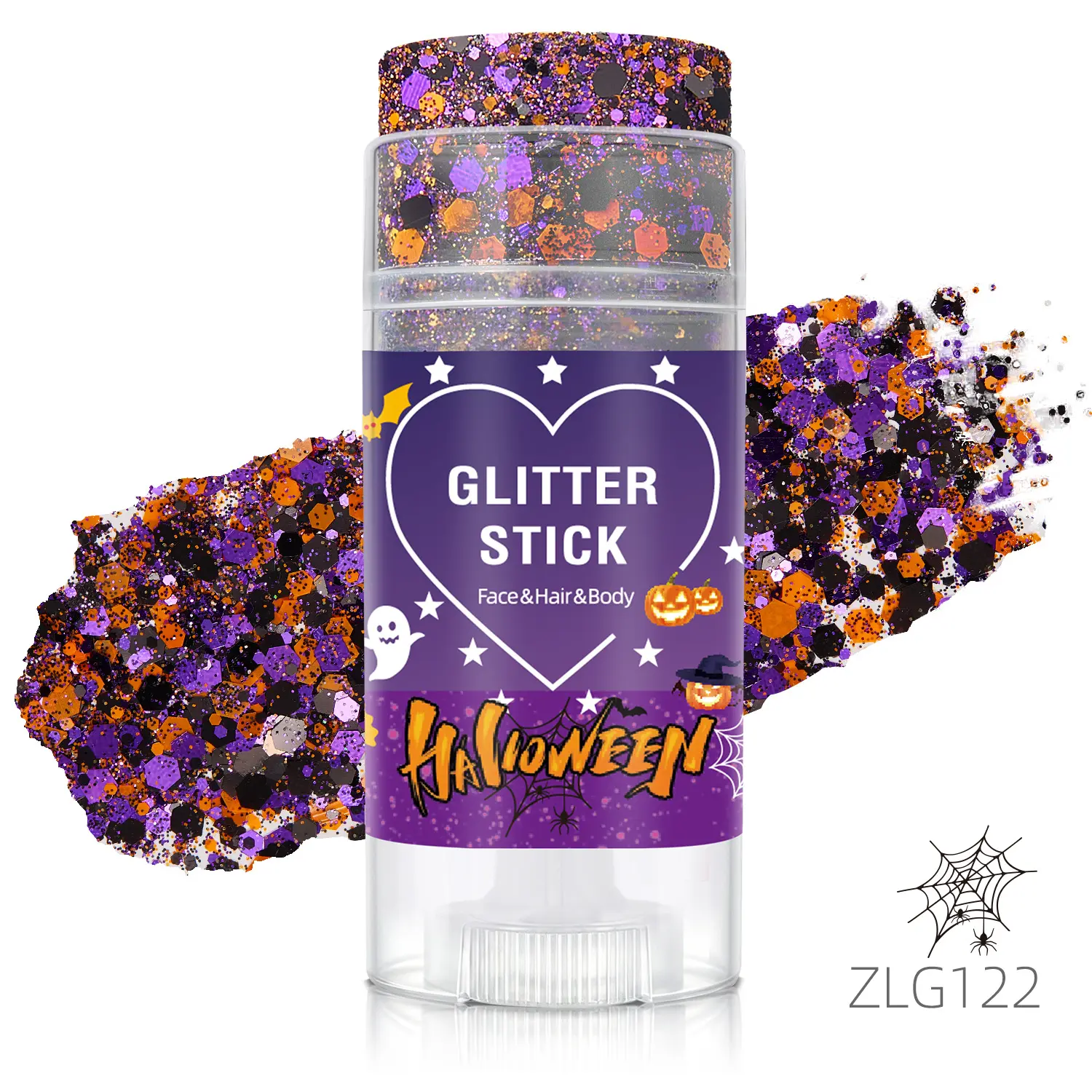 Halloween Body Glitter Stick, Black Purple and Orange Face Glitter Accessories for Rumi Costume and Rumi Cosplay Makeup, Waterproof Face and Hair Glitter Makeup for Kids and Women