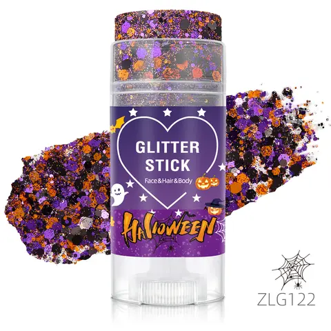 Halloween Body Glitter Stick, Black Purple and Orange Face Glitter Accessories for Rumi Costume and Rumi Cosplay Makeup, Waterproof Face and Hair Glitter Makeup for Kids and Women