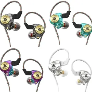 QKZ AK3 in Ear Monitor Headphones, Portable 3.5mm Wired Gaming IEM in-Ear Earphones Ear Buds, HiFi Stereo Headphone Cool White Clear Inear Monitors Earbuds for Singers Musicians with Mic IEM for Music Video Calling