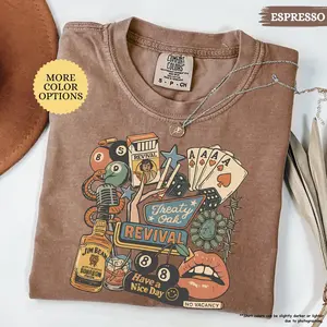 Comfort Colors Treaty Oak Revival T-Shirt, Retro Country Music Graphic Tee, Trendy Oversized Western Cowboy Casual Outfit, Stylish Cowgirls Gift Top, Fun Music Lover Shirt Perfect for Concert Fashion, Southern Lifestyle, and Vintage Western Apparel