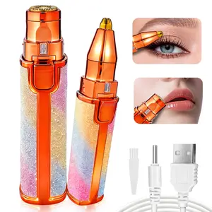 2 in 1 Electric Eyebrow Trimmer, 1 Set Portable Facial Hair Remover, Lip Facial Body Hair Removal Tool with LED Light, Rechargeable Women's Shaver, Brow Shaper