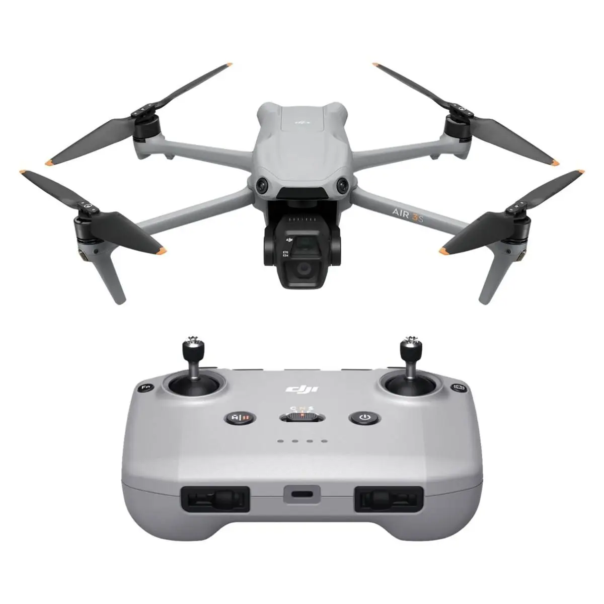 DJI Air 3S Drone Device with RC-N3 Remote Controller, High-Quality Recording Capability