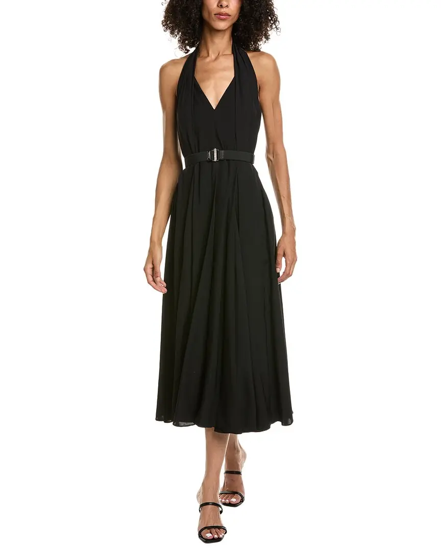 Prada Belted Crepe Midi Dress