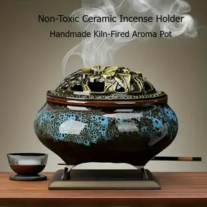 Chinese Kiln-Change Ceramic Incense Burner, Multi-Color Series, Traditional Fragrance Holder, Home Decor, Home Fragrances, Artisan Crafted