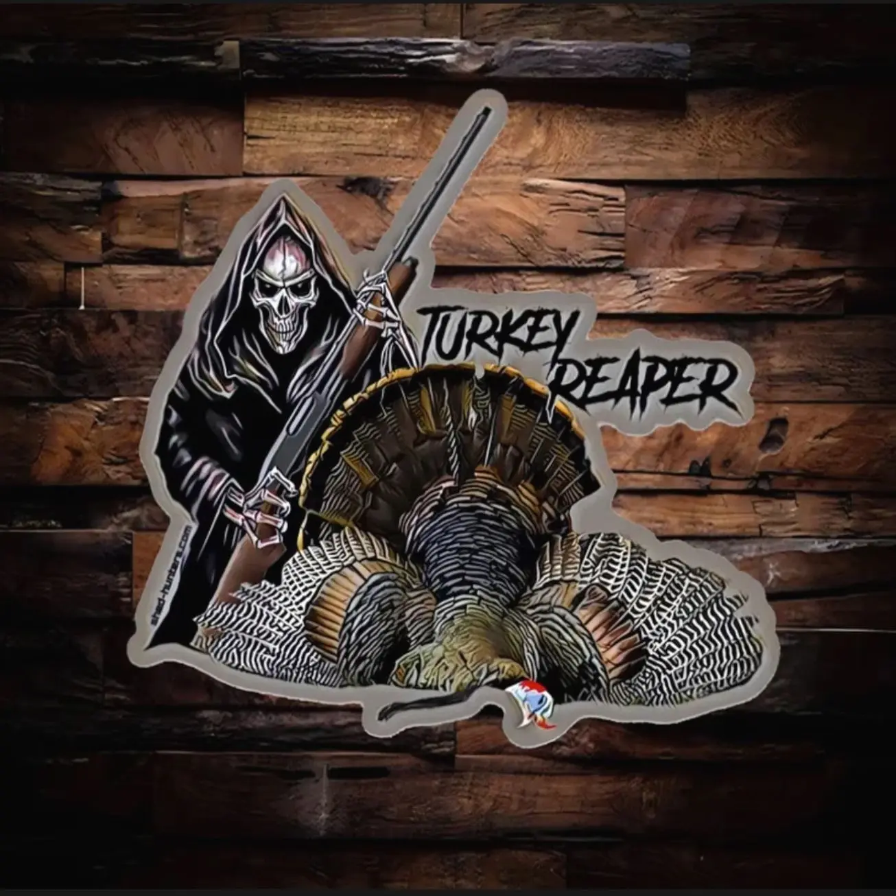 Turkey Reaper Wild Turkey hunting sticker, Laptop Water Bottle Decal Sticker