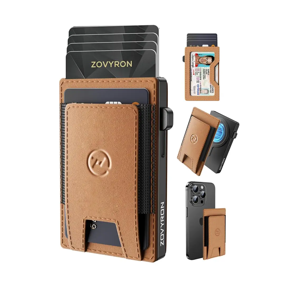 Men's 2-in-1 Smart Pop-Up Wallet – Slim MagSafe Leather Card Holder with RFID Blocking
