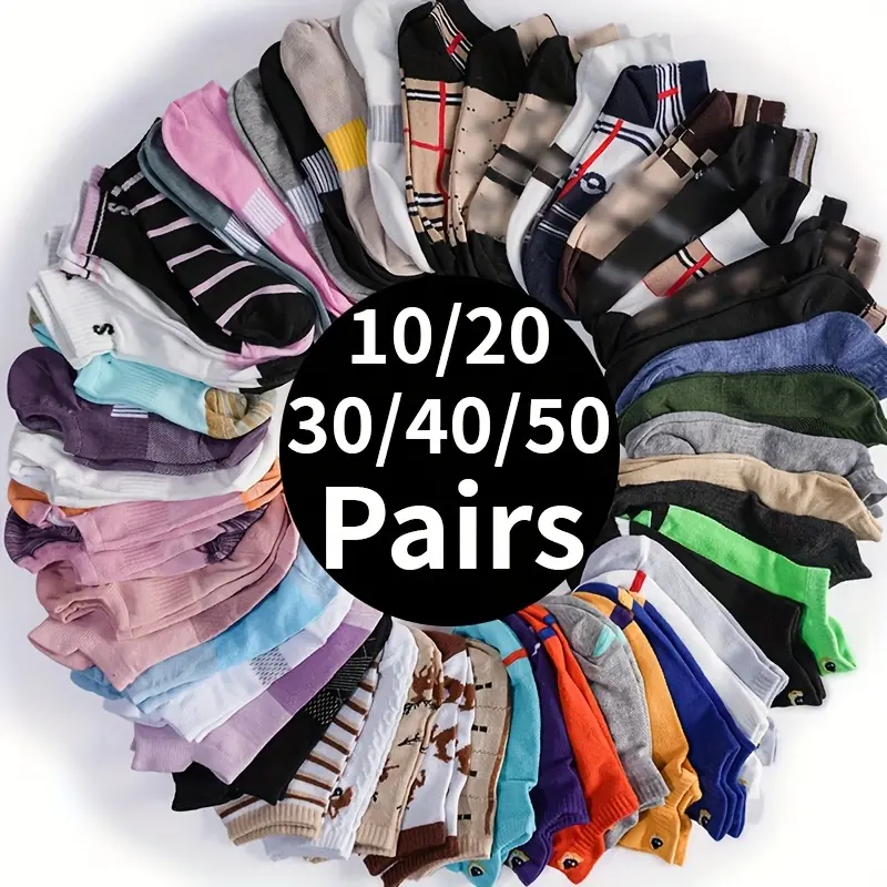 Women's Abstract Graffiti Ankle Socks, Casual Breathable & Comfy Mixed Color Bulk Pack, 10/20/30/40/50 Pairs, Abstract Graffiti Socks, Bulk Socks