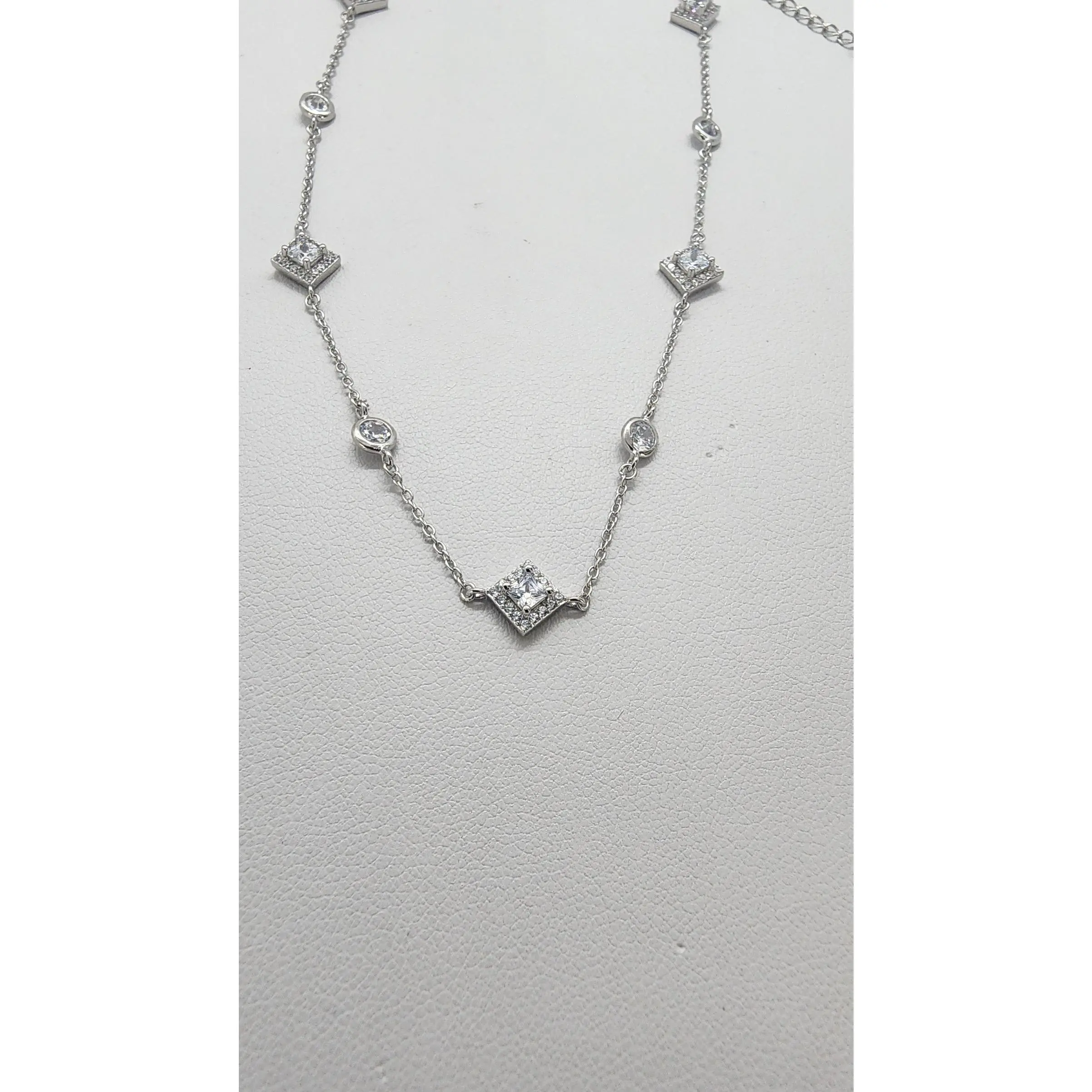 Brand New Sterling Silver 925 Multi Diamond design Necklace
