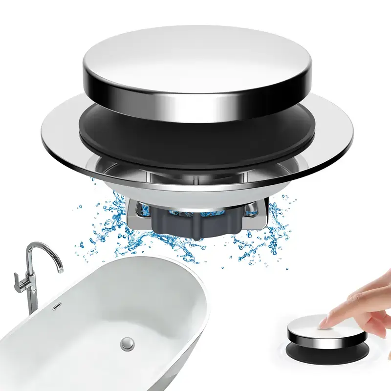 Bathtub Drain Stopper, Bathroom Drain Stopper with Hair Catcher, Bath Tub Drain Strainer Plug and Cover