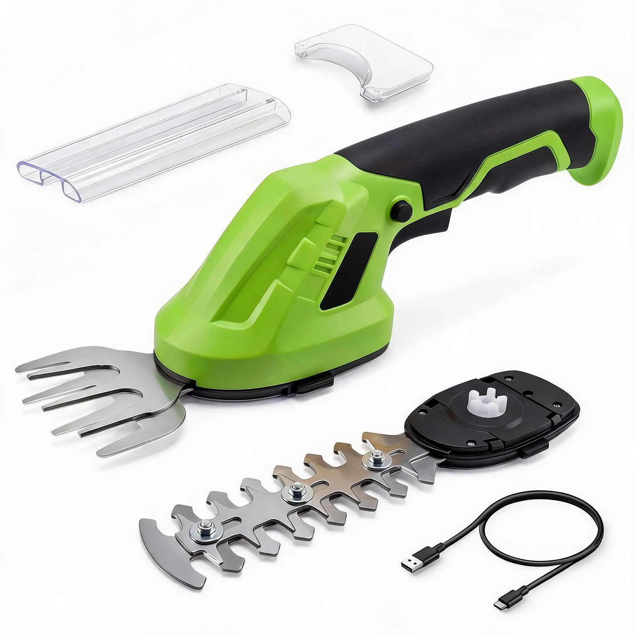 2-in-1 Cordless Hedge Trimmer Grass Shear Brushless Motor Handheld Electric Garden Trimmer Tool-Free Quick Swap Blades Type-C Rechargeable Lawn Shrub Trimmer