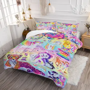 Childish Dreamy Color Design Bedding Set, Includes 1 Quilt and 1/2 Pillowcases, Multifunctional Bedroom Decoration