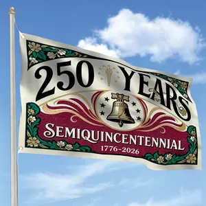 3x5 Ft 250 Years Semiquincentennial Liberty Bell Flag, Vintage Floral Patriotic 1776‑2026 USA 250th Anniversary Outdoor Banner, Fade‑Resistant Retro Yard Flag