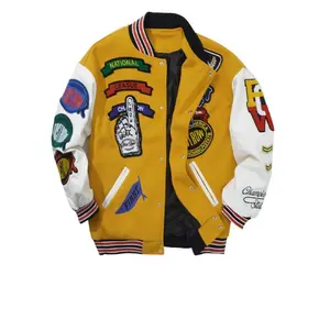 2025 New European & American Spring/Autumn long-sleeve printed ribbed spliced single-breasted baseball jacket, unisex couple print flight jacket in a relaxed style, perfect as a gift for lovers – MZ003