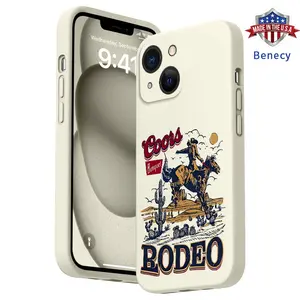 Straight Edge TPU Phone Case for iPhone 15 16 14 Pro Max 13 12 11 XR XS Plus E Western Cowboy Pattern Drop Protection Shockproof Soft Liquid Silicone Smartphone Cover