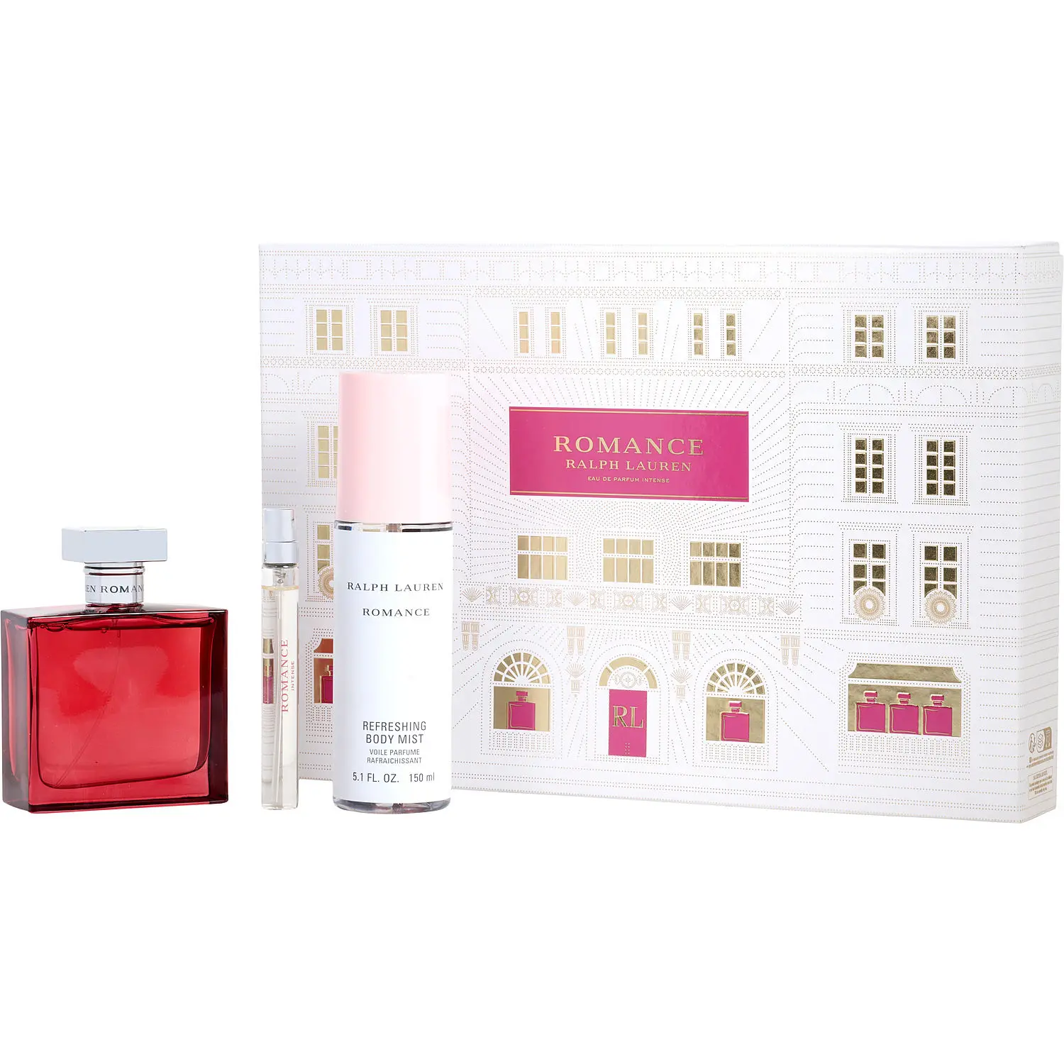 Romance Intense Set-Eau De Parfum Spray 3.4 Oz & Body Mist 5.1 Oz & Eau De Parfum Spray 0.34 Oz Mini For Women