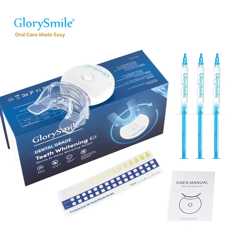 Teeth Whitening Kit with LED Light – Fast 10-Minute Treatment & 3 Carbamide Peroxide Gels for Coffee, Wine, and Smoking Stain Removal