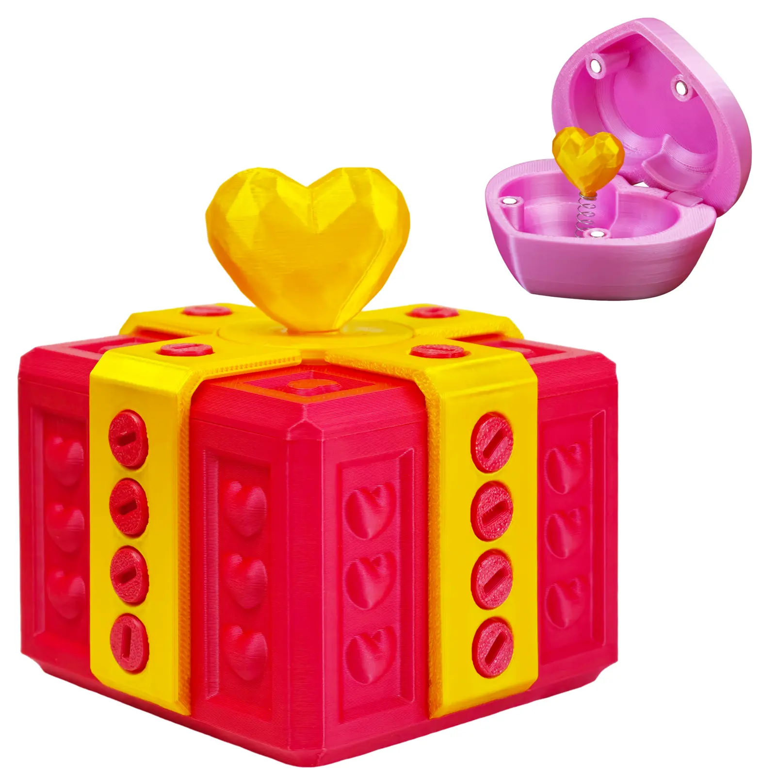 3D Printed Hilarious Screw Challenge Puzzle, Heart-in-a-Box Themed Gift Box, Funny Birthday Gifts, Mystery Middle Finger Surprise Endless Puzzle for Valentine's Day, Mystery Birthday Gift