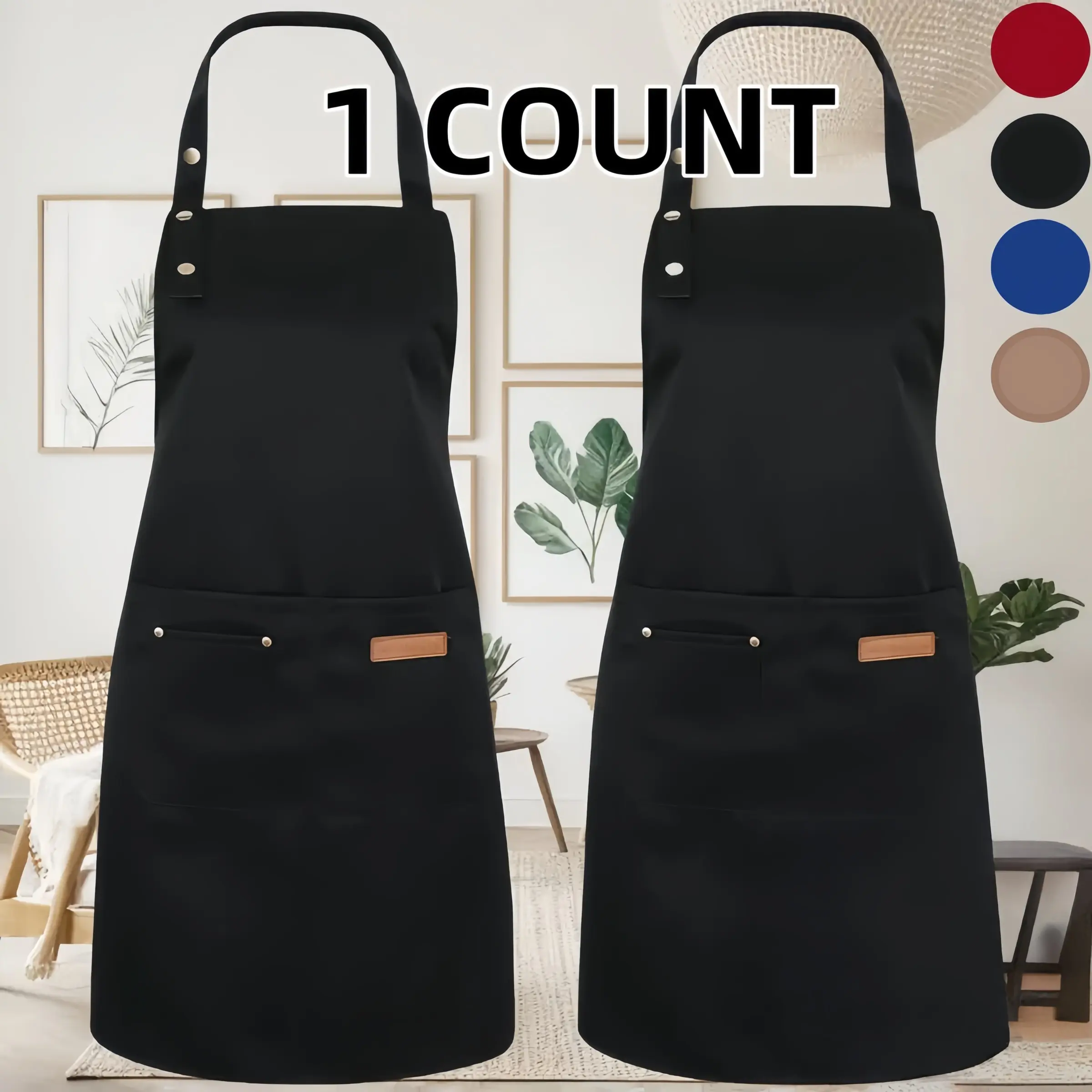 Adjustable BBQ Grill Apron with 3 Pockets–1 Count Unisex Polyester Apron , Apron for Baking, BBQ & Crafts,Christmas Gift,Breathable Kitchen Aprons,Apron for Women,Apron for Cooking,Cleaning Tool