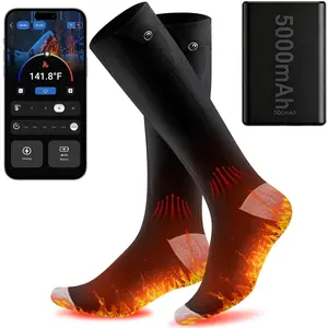 Heated Socks for Men Women Rechargeable APP Control 5000mAh Battery Electric Foot Leg Warmers Washable for Skiing Hunting Camping Fishing Cycling