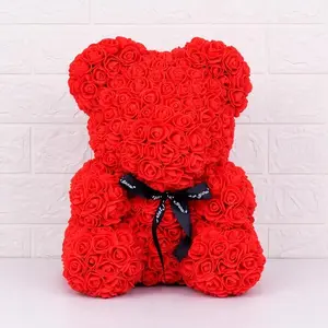Valentine’s Rose Bear Gift – 10” Flower Teddy Bear with Gift Box & LED Light
