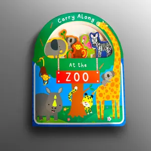 Compact Board Book for Early Learning - Art-Infused Carry-Along Children's Zoo Picture Book