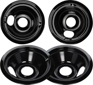 Black Stove Burner Drip Pans Replacement for GE Hotpoint Electric Stove Burner, (2) 8" WB31M19 (2) 6" WB31M20 Set by APPLIANCEMATES